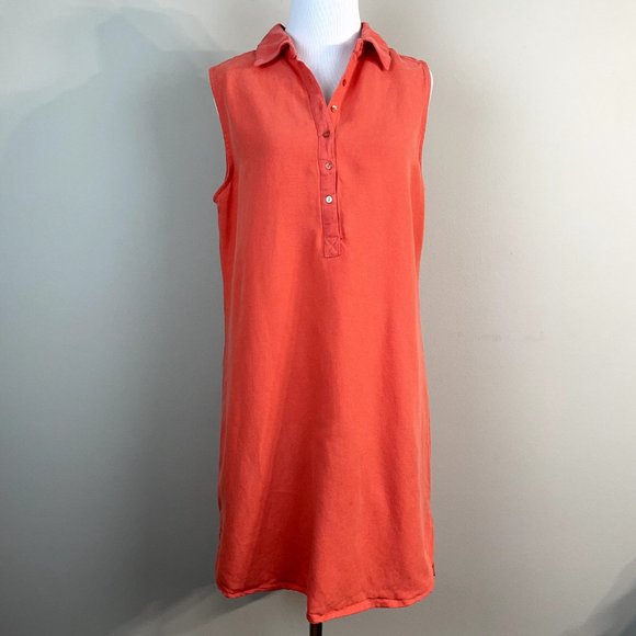 Workshop Republic Clothing Dress Medium Orange Linen Tencel Sleeveless Shift - Picture 12 of 12